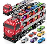 Ci Vetch 78-Inch Cars Trucks for Toddlers, Transport Truck Toys with 24 Pcs Die-Cast Cars, Gifts for Boys Age 3+