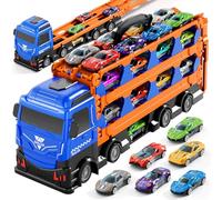 Ci Vetch 78-Inch Cars Trucks Toys for Toddler 2-4 3-5 4-7 Years Old Boys Kids, Transport Truck Toy with 24 Pcs Die-Cast Cars, Toys Gifts for 3 4 5 6 Year Old Boy, Toddler Toy Ages 3-5 4-7