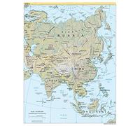 CIA 2004 Landkarte Asien Kontinent China Russland Indien großer Kunstdruck auf Leinwand Premium Wandbild