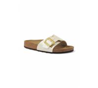 Birkenstock Catalina Women's Sandals, Birko-Flor Upper, Slip-on Opening, Metal Buckle, Leather Interior, Cork Insole, Eva Sole, Narrow Fit, Pearl Colour, White, 6 UK