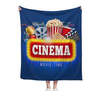 CIAIDU Film Lover Gift Throw Blanket, Movie Time Blanket Throw for Adults, Lightweight Soft Cozy Blanket for Couch Sofa Bed Room Decor 50x60 Inches
