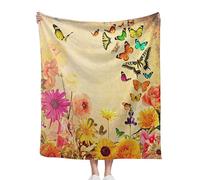 CIAIDU Throw Blanket, Boho Butterfly Blanket Garden Throw Blankets for Bed Kids Adults, Lightweight Cozy Blanket for Living Room, Bedroom 50"x60"