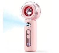 Ciaien Portable Misting Fan, Mini Handheld Turbo Fan with Water Mist Spray, Personal Fan with LED Display, 4 Speeds & Up to 8H Cooling, Rechargeable Battery for Office Home Outdoor Travel Summer(Pink)