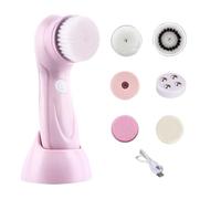 cial Cleansing Brush - ABS Silicone Face Scrubber with 6 Replacement Heads - 16.6cm Rechargeable | Skin Care Cleaning Wash System for Nose, Chin, Cheeks, Forehead, Ideal for Women, Men