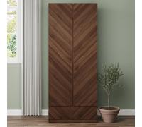ciana wooden wardrobe with 2 doors 1 drawer in royal walnut