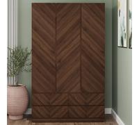 ciana wooden wardrobe with 3 doors 4 drawers in royal walnut