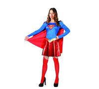 Ciao 11679.S Supergirl Costume Disguise Girl Woman Adult Official DC Comics (Size S) Superman, Blue/red