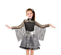 Ciao 16233.7-9 Spider Witch Fancy Dress Costume Girl (Size 7-9 Years) Disguise, Black, Silver
