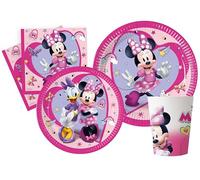 Ciao AZ004 Party Tableware Set Disney Minnie Junior People (112 pcs Ø23cm, Plates Ø20cm, 24 Cups, 40 Napkins), Pink
