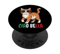 Ciao Bella Cat With Sunglasses Italian PopSockets Adhesive PopGrip