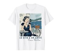 Ciao Bella Coffee Positano Italian Coast Retro Café Bicycle T-Shirt