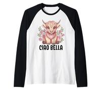 Ciao Bella Highland Cow Italian Raglan Baseball Tee