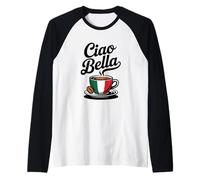Ciao Bella Italian Coffee Flag Retro Design Raglan Baseball Tee