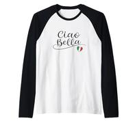 Ciao Bella Italian Flag Heart Italy Design Souvenir Raglan Baseball Tee