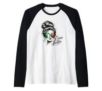 Ciao Bella Italian Flag Sunglasses Language Raglan Baseball Tee