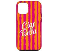 Ciao Bella Italian Saying Hot Pink Bright Orange Stripes Case for iPhone 12/12 Pro