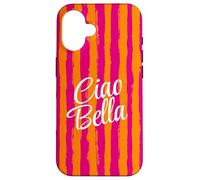 Ciao Bella Italian Saying Hot Pink Bright Orange Stripes Case for iPhone 16