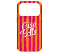 Ciao Bella Italian Saying Hot Pink Bright Orange Stripes Case for iPhone 17 Pro