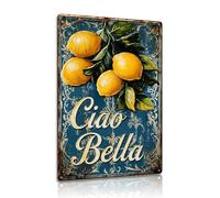 Ciao Bella Lemon Aluminium Metal Sign 8x12 Inch Vintage Italian Kitchen Wall Plaque Rustic Lemon Decor for Dining Room Cafe Farmhouse Home Bar (25159)