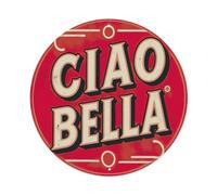 Ciao Bella Red Circular Design With White Text Metal Tin Sign