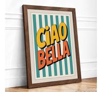 Ciao Bella Retro Framed Wall Art Print A1 Walnut