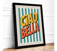 Ciao Bella Retro Framed Wall Art Print A3 Black