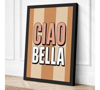 Ciao Bella Typography Canvas Wall Art Print 18x12 Inch