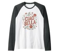 Ciao Bella Vintage Italy Floral Minimalist Food Lover Tee Raglan Baseball Tee