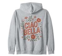 Ciao Bella Vintage Italy Floral Minimalist Food Lover Tee Zip Hoodie