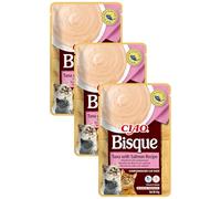 Ciao Bisque by INABA Cat Treat - Tuna and Salmon- 3 Pack (40g total) / Moist Cat Treat, Delicious & Healthy Snack, Puree Food Topper, Side Dish, Complement, Natural, Grain Free