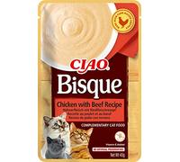 Ciao Bisque by INABA Wet Cat Food - Chicken with Beef - 1 Pack (40g total) / Moist Treat, Delicious & Healthy Snack, Side Dish, Complement, Natural, Grain Free, Wet Cat Food