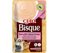 Ciao Bisque by INABA Wet Cat Food - Tuna and Salmon- 1 Pack (40g total) / Moist Treat, Delicious & Healthy Snack, Puree Food Topper, Side Dish, Complement, Natural, Grain Free, Wet Cat Food