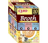 Ciao Broth by INABA Wet Cat Food - Chicken & Seafood Variety Pack (400g total) / Delicious & Healthy Snack, Food Topper, Side Dish, Complement, Natural, Grain Free, Wet Cat Food