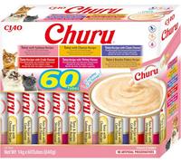Churu by INABA Cat Treat - Tuna Variety Box - 1 Pack (60 x 14g total) / Soft & Creamy Cat Treat, Delicious & Healthy Snack, Purée Food Topper, Natural, Grain Free