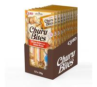 Ciao Churu Bites by INABA Cat Treat - Chicken Flavour 12 Pack (36 x 10g total) / Crispy Pouches with Creamy Filling Cat Treat, Delicious & Healthy Snack for Cats, Hand Feeding, Natural, Grain Free