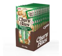 Ciao Churu Bites by INABA Cat Treat - Chicken & Tuna Flavour 12 Pack (36 x 10g) / Crispy Pouches with Creamy Filling Cat Treat, Delicious & Healthy Snack for Cats, Hand Feeding,Green