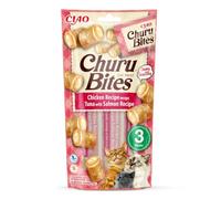 Ciao Churu Bites by INABA Cat Treat - Chicken, Tuna & Salmon Flavour (3 x 10g) / Crispy Pouches with Creamy Filling, Delicious & Healthy Snack for Cats, Hand Feeding, Natural, Grain Free