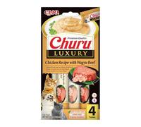 Ciao Churu Luxury Sticks by INABA Cat Treat - Chicken with Wagyu Beef Recipe (4 x 14g) / Soft & Creamy Luxury Cat Treat, Delicious & Healthy Snack, Purée Food Topper, Pill Assist, Natural, Grain Free