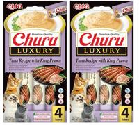 Ciao Churu Luxury Sticks by INABA Cat Treat - Tuna with King Prawn Recipe (4 x 14g) / Soft & Creamy Luxury Cat Treat, Delicious & Healthy Snack, Purée Food Topper, Pill Assist, Natural, Grain Free