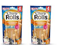 Ciao Churu Rolls by INABA Cat Treat - Chicken Flavour (4 x 10g) / Crispy Sticks with Creamy Filling Cat Treat, Delicious & Healthy Snack, Hand Feeding, Natural, Grain Free (Pack of 2)