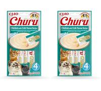 Ciao Churu Sticks by INABA Cat Treat - Chicken & Crab Flavour (4 x 14g) / Soft & Creamy Cat Treat, Delicious & Healthy Snack, Squeezable Purée Food Topper, Pill Assist, Natural, Grain Free (Pack of 2)