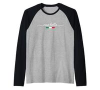 Ciao Hello Bella Italian Flag Phrase Italy Travel Souvenir Raglan Baseball Tee