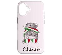 CIAO! ITALIAN Woman Messy Bun Sunglasses Fun Italy Flag Meme Case for iPhone 16
