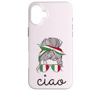 CIAO! ITALIAN Woman Messy Bun Sunglasses Fun Italy Flag Meme Case for iPhone 16 Plus