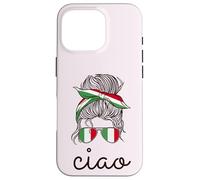 CIAO! ITALIAN Woman Messy Bun Sunglasses Fun Italy Flag Meme Case for iPhone 16 Pro