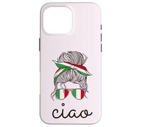 CIAO! ITALIAN Woman Messy Bun Sunglasses Fun Italy Flag Meme Case for iPhone 16 Pro Max
