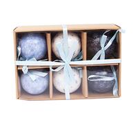 Ciao Set of 6 decoupage Christmas Tree Balls (Ø7,5cm) Snowflakes with fabric ribbon in havana giftbox