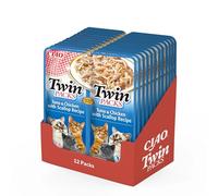 Ciao Twin Pack by INABA Wet Cat Food: Tuna & Chicken with Scallop Recipe in Scallop Broth (24 x 40g) / Grain-Free, Rich in Protein, Natural Ingredients, Delicious & Healthy Side Dish, Complement