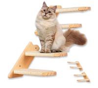 CiaoMiau Cat Stairs Set of 2 Pine Wood with Jute Rope | Wall Mounted | Space-Saving & Resilient | Can be Mounted on Both Sides | Climbing Wall Cats