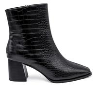 CIARA LONDON Ladies Block Heel Faux Leather Crocodile Skin Design Side Zip-Up Winter Ankle Boots, Black Croc, UK 5